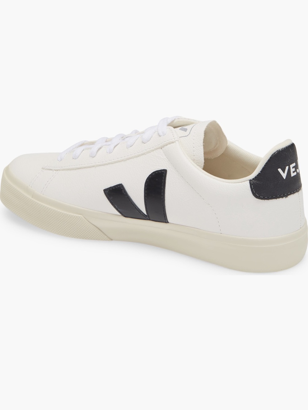 Veja Field Leather Sneaker in White with Black V